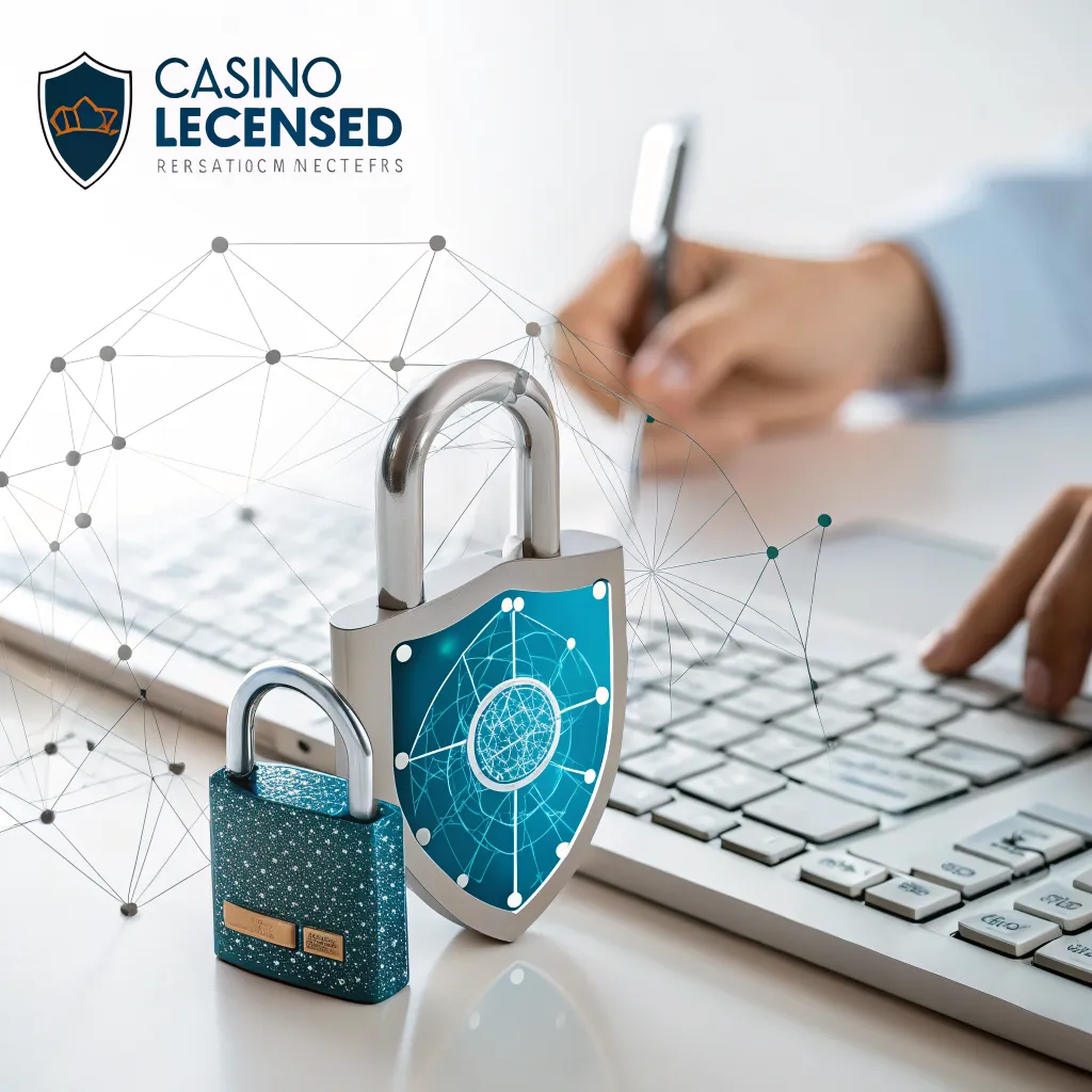 Ilustración geométrica de protección de datos personales con candado y escudo digital